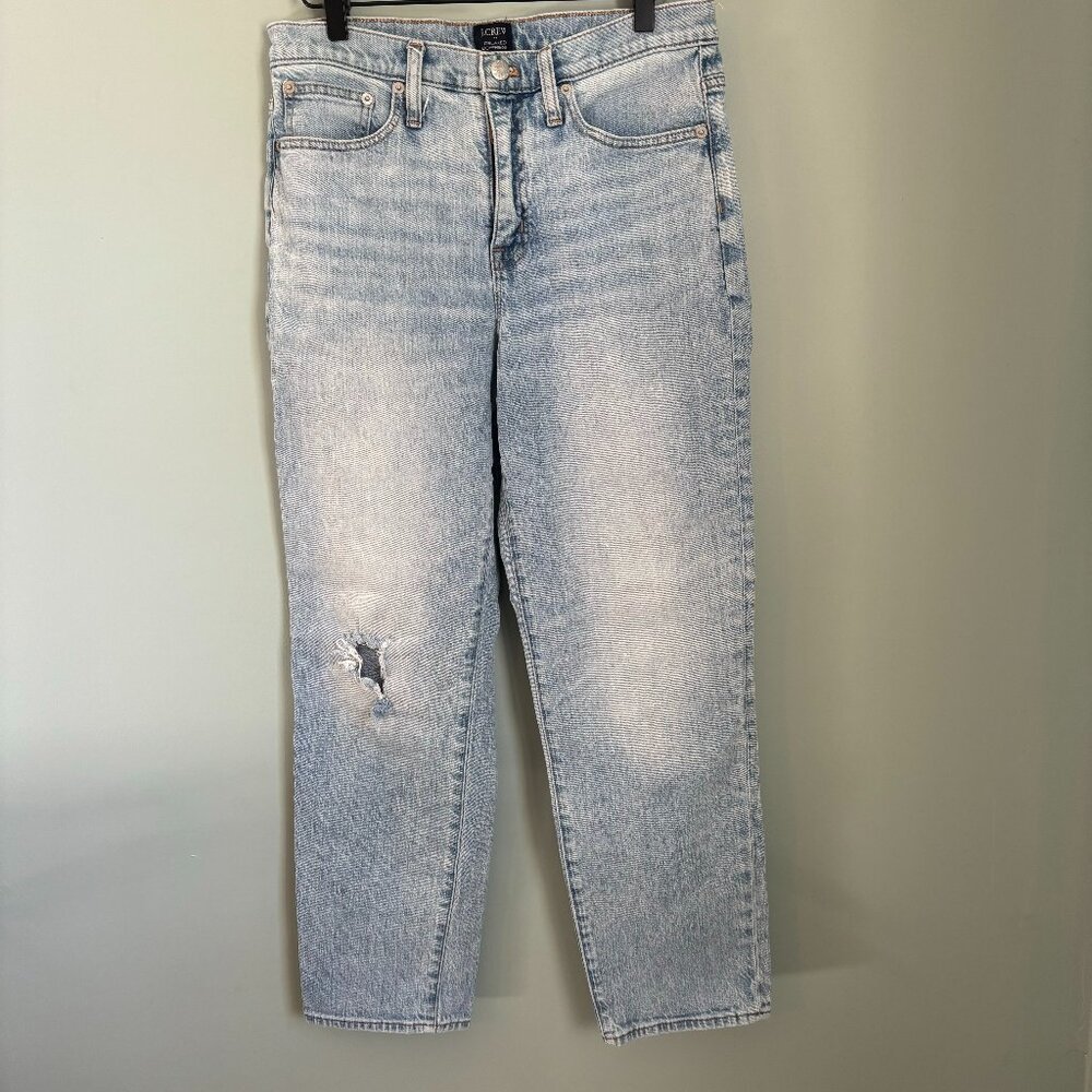 J. Crew Relaxed Boyfriend Distressed Straight Leg Jeans